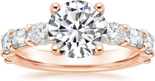 Miniatura 4 de IGI - Anillo de compromiso de diamantes creados en laboratorio de 4.0 quilates con diamantes de laboratorio redondos blancos de excelente corte