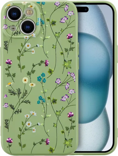 Miniatura 48 de RALEAVO Funda Floral para iPhone 12, Cubierta de Silicona Líquida con Bonito Patrón de Rama de Flores para Niñas y Mujeres, Funda Protectora de Goma