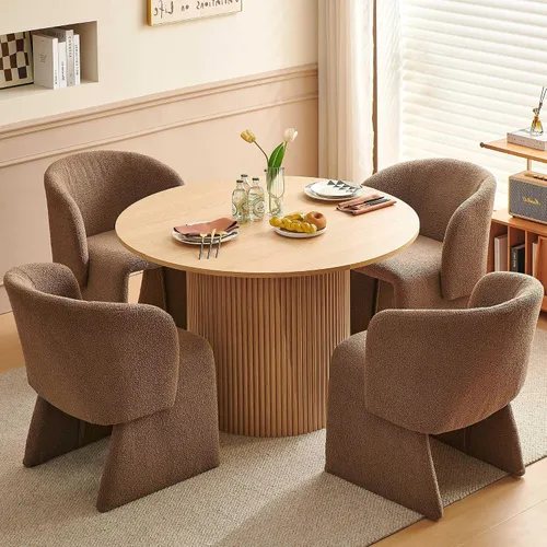 Miniatura 7 de Barrel - Silla de cocina y comedor, sillas de tocador de maquillaje modernas y cómodas con brazo, terciopelo tapizado, sofá individual, dormitorio