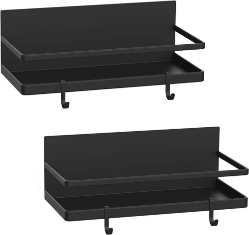 Estante Magnético para Especias, Estante Magnético Fuerte con 2 Ganchos Extraíbles, Ahorrador de Espacio Perfecto para Cocina Pequeña/Apartamento,