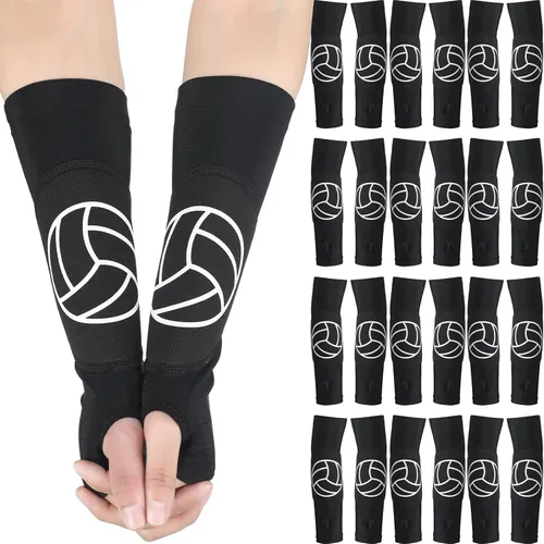 Minatee Mangas de brazo de voleibol Mangas de antebrazo de pase y golpe con almohadillas de protección y agujero para el pulgar
