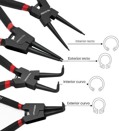 Miniatura 4 de WISEUP Juego de alicates de anillo a presión, 4 piezas de 7 pulgadas, kit de alicates de circlip interno/externo de 7 pulgadas, puntas de mandíbula