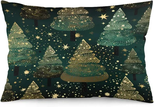Miniatura 12 de Funda de almohada dorada de invierno con diseño de pájaros de nieve, Navidad, 12 x 20 pulgadas, diseño de Feliz Navidad, invierno, Navidad, cojín