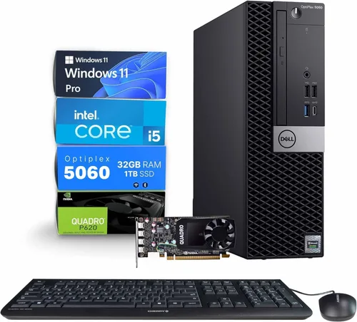 Miniatura 6 de Dell Estación de trabajo 5060 PC, Intel i5-8500, edición/diseño Nvidia Quadro P620, 32 GB de RAM, 1 TB NVMe M.2, Windows 11 Pro, WiFi, teclado