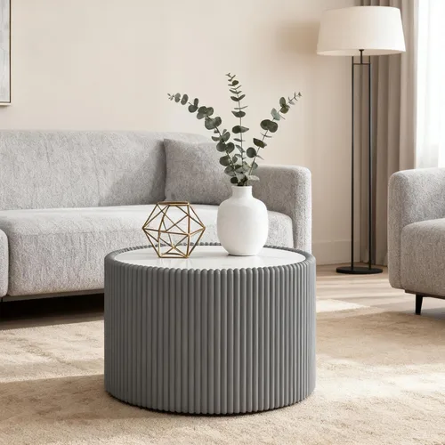 Miniatura 30 de Mesa de centro moderna, mesa de té central circular de 15.75 pulgadas, mesa de cóctel, mesas de centro redondas cilíndricas para sala de estar