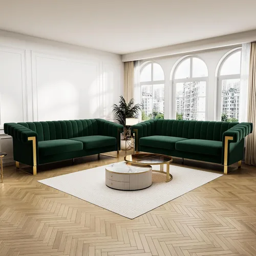 Miniatura 13 de Sofás de terciopelo de 83 pulgadas para sala de estar, cómodos sofás tapizados de 3 plazas para apartamento moderno para espacios pequeños (negro)