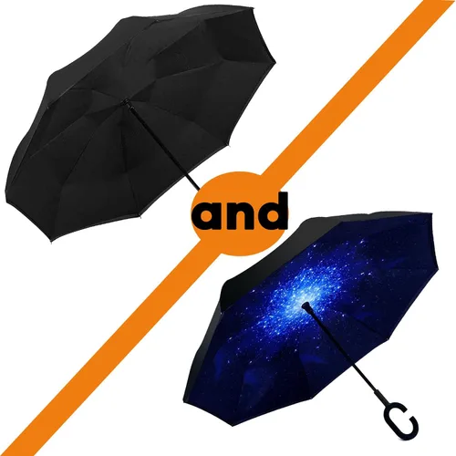 Miniatura 87 de SIEPASA Paraguas invertido invertido de 49/56 pulgadas, doble toldo extra grande, ventilado, resistente al viento, impermeable, paraguas de golf