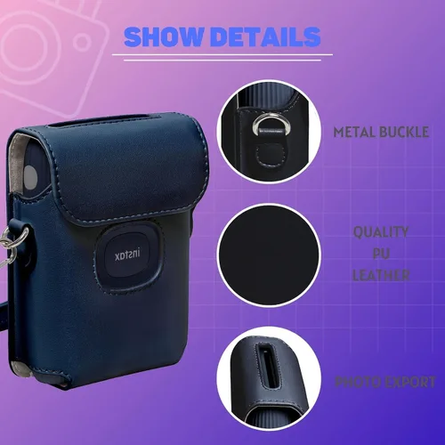 Miniatura 4 de Rieibi Mini Link 2 - Funda protectora para impresora Fujifilm Instax Mini Link 2, funda de belleza azul con correa para el hombro