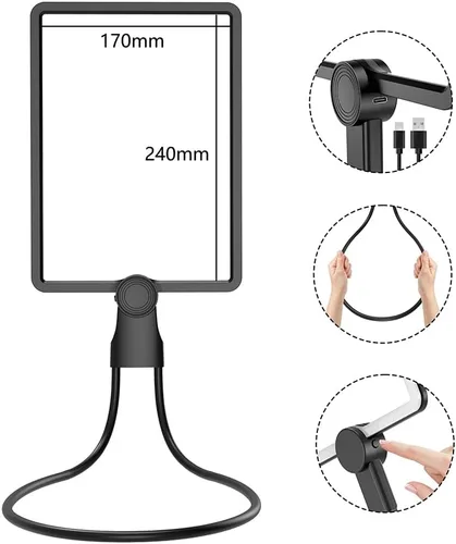 Miniatura 3 de Lupa recargable grande con luz, manos libres para el cuello, lupa de página completa con 50 luces LED y brillo ajustable para lectura, manualidades
