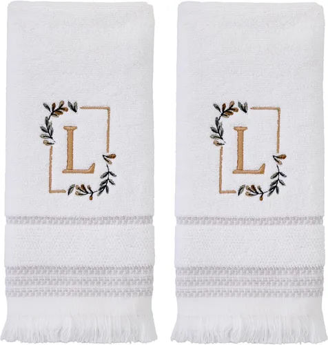 Miniatura 62 de SKL Home Toalla de baño casual con monograma, S, 28 x 54 pulgadas, color blanco