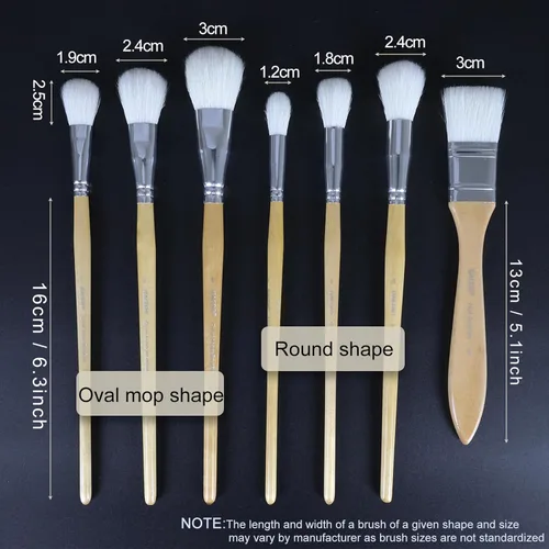 Miniatura 2 de GACDR Juego de brochas para dorado, 7 piezas versátiles de brochas de pelo de cabra para mezclar y aplicar pintura acrílica, acuarela, hojas de oro