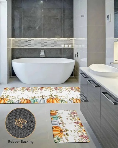 Miniatura 5 de Tapete de baño de Acción de Gracias para bañera, antideslizante, de secado rápido y absorbente, de tierra de diatomeas, para ducha, fregadero