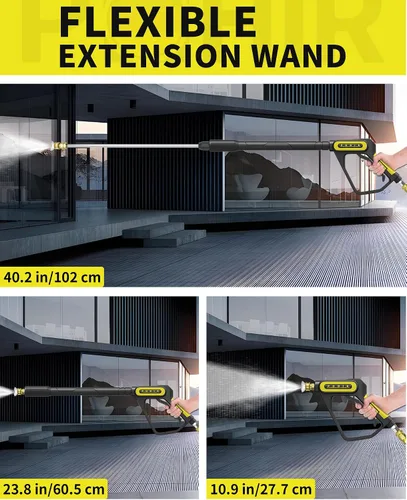 Miniatura 3 de POHIR Pistola de lavado a presión de 5000 PSI, longitud ajustable de 40 pulgadas con enchufe giratorio de 3/8 pulgadas y ajuste M22-14/0.591 in y 5