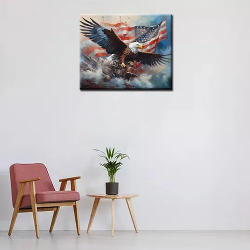 Miniatura 4 de Tucocoo Kits de pintura patriótica de estrellas por números para adultos, pintura de águila por números para adultos, kits de pintura al óleo