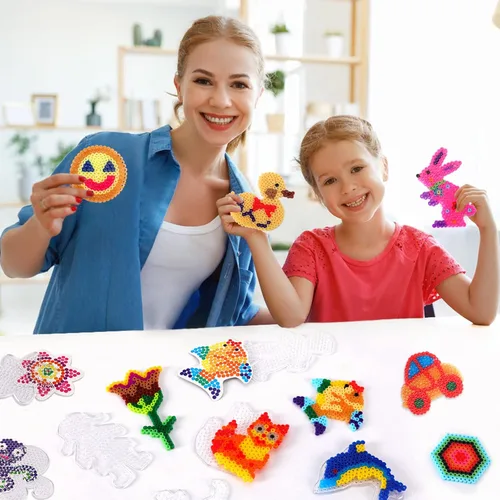 Miniatura 5 de 20 piezas de 5 mm de tableros de cuentas de fusibles, tableros de clavijas de plástico transparente con forma de animales, bandeja de manualidades