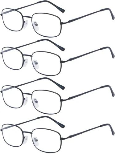 Miniatura 10 de Eyekepper 4 pares de anteojos de lectura con marco de metal con bisagras de resorte para hombres y mujeres de lectura