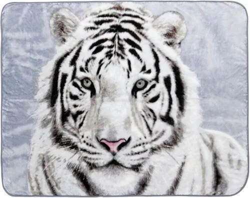 Shavel Home Products Manta de lujo de pelo alto de gran tamaño, felpa y cálida, 60 x 80 pulgadas, tigre blanco