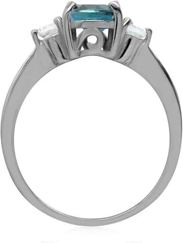 Miniatura 3 de Silvershake 8x6mm Oval Shape 925 Sterling Silver Engagement Ring