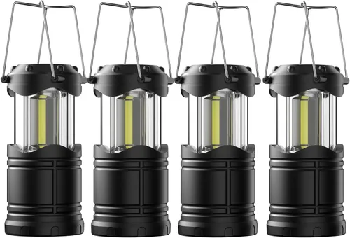 Miniatura 22 de Lichamp Linterna LED para campamento, paquete de 4 linternas alimentadas por batería para cortes de energía, luz colgante plegable portátil esencial