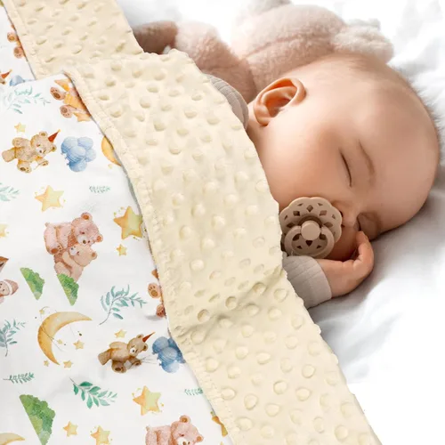 Miniatura 4 de Manta de bebé para niñas y niños, manta de visón súper suave de doble capa con respaldo de puntos, manta de cama de bebé recién nacido, manta