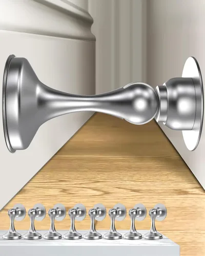 Miniatura 21 de Crosize Topes magnéticos para puerta, paquete de 4, topes de puerta de acero inoxidable para montaje en pared y piso, soporte de puerta mantiene