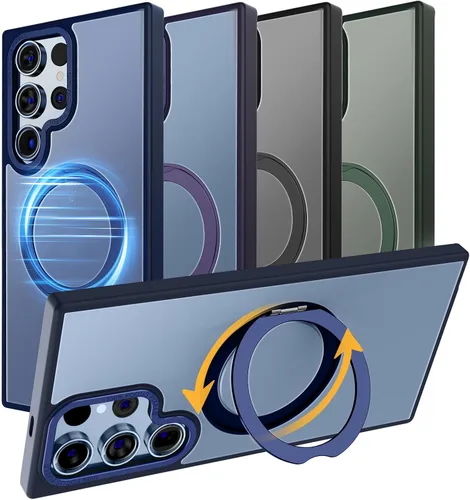Miniatura 8 de MAGIC JOHN Funda magnética para Samsung Galaxy S22 Ultra [compatible con Magsafe] [con soporte de metal magnético giratorio de 360°]