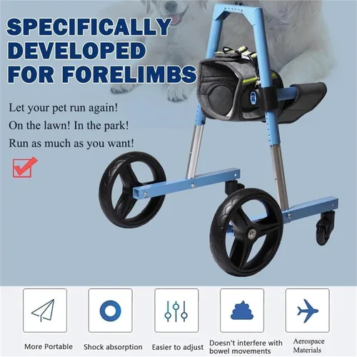 Miniatura 3 de Silla de ruedas ajustable para perros con patas delanteras, ayuda de movilidad ligera para mascotas con movilidad limitada, carrito de apoyo