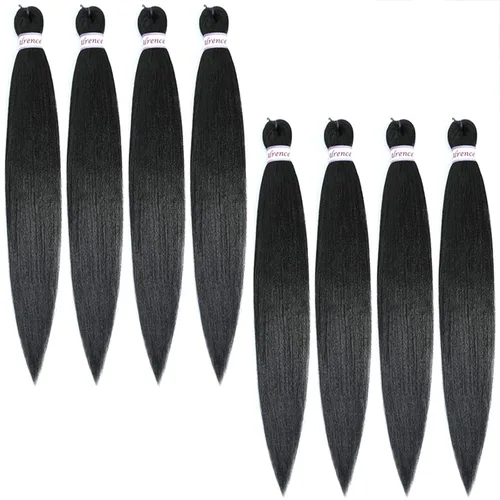 Miniatura 70 de Alrence Cabello estirado para hacer trenzas, trenza larga de 30 pulgadas, 8 paquetes, extensiones profesionales de trenzado de cabello sintético, 1b#