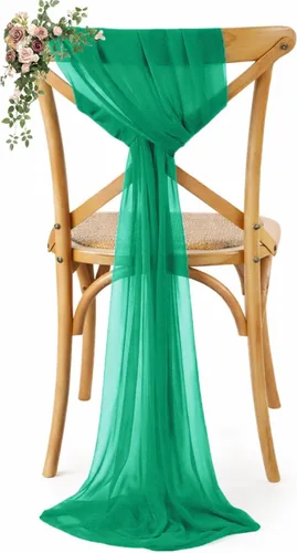 Miniatura 34 de VDS Paquete de 25, Rojo Manzana, Lazos de Gasa para Sillas con Bordado de Chiffon, Funda para Silla con Moño en la Parte Posterior, Ideal