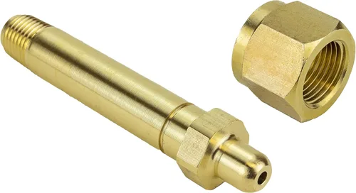 SÜA - Reemplazo de tuerca y pezón para reguladores de óxido nitroso CGA-326 - Longitud del pezón: 3-1/2'' - Rosca lateral del regulador: 1/4'' NPT -