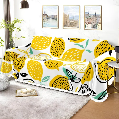Miniatura 3 de Funda de sofá amarilla con estampado de limón y funda de sofá para sillón, funda resistente a las manchas, protector universal de muebles