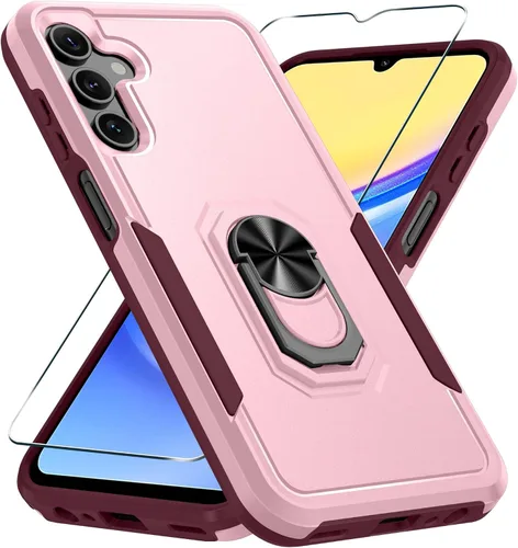 Miniatura 19 de Janmitta Funda compatible con Samsung Galaxy A14 5G con protector de pantalla + protector de lente de cámara, funda resistente de servicio pesado