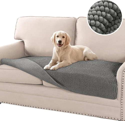 Miniatura 12 de Flamingo P Funda de cama de felpilla para perro, funda gruesa para sofá biplaza para perros, lavable, protector antideslizante para sofá de 2