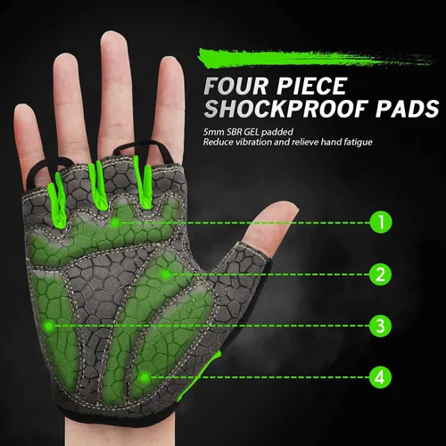 Miniatura 2 de HTZPLOO Guantes de ciclismo, guantes de ciclismo de medio dedo, guantes de bicicleta para hombres y mujeres con almohadilla antideslizante que