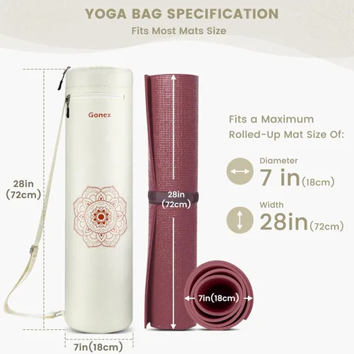 Miniatura 4 de Gonex Bolsa para esterilla de yoga, soporte para esterilla de yoga con cremallera completa, bolsa de transporte para mujeres y hombres con 2 Beige