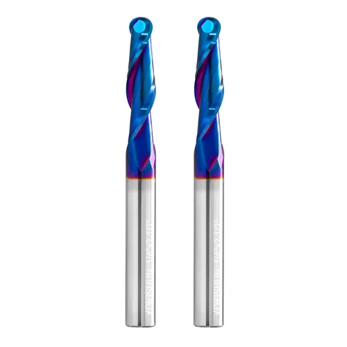 2 brocas de fresado CNC con vástago de carburo de 1/4 pulgadas con revestimiento nano azul para fresado lateral, fresado final, mecanizado de
