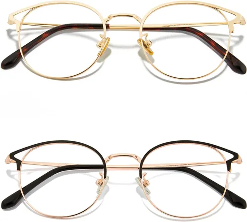 Miniatura 14 de Cyxus Gafas Redondas con Bloqueo de Luz Azul para Hombres y Mujeres, Marco de Alambre, Ultraligeras, Cómodas, para Oficina, Computadora