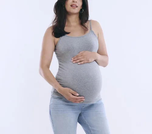Miniatura 40 de Motherhood Maternity Camiseta sin mangas de lactancia con clip para mujer con correas ajustables y brasier integrado para lactancia materna
