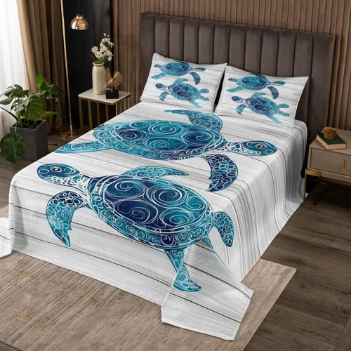 Miniatura 8 de Erosebridal Juego de colcha náutica, juego de edredón de lancha de vela, faro, acuarela con temática oceánica, juego de ropa de cama de verano