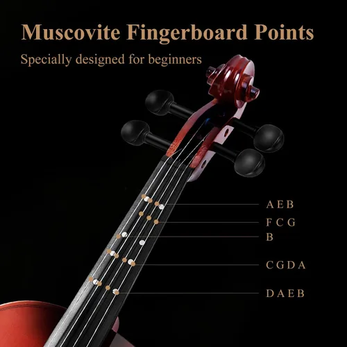 Miniatura 2 de Eastar - Violín 3/4 para principiantes, kit de violines para estudiantes, violín con estuche rígido, resina colofonia, soporte para hombro, arco
