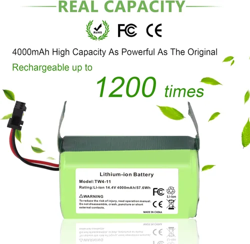 Miniatura 5 de JYJZPB Batería de repuesto de 14.4V 4000mAh para Eufy RoboVac 11 11S 30 15C 25C 35C G10 G30 Edge, G30 Verge, G32Pro G40 y Ecovacs Deebot N79, N79S