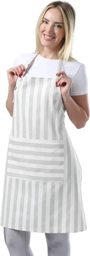 Miniatura 15 de TOSHEX Delantal de cocina de algodón resistente a las gotas de agua con delantales ajustables para mujeres con bolsillos, delantal de cocina