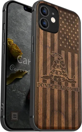 Miniatura 10 de Carveit Funda magnética de madera para iPhone 12 [madera real dura y TPU suave] a prueba de golpes, funda de madera única y elegante compatible