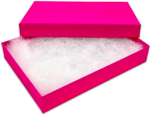 Miniatura 23 de TheDisplayGuys - Paquete de 25 cajas de regalo de cartón kraft #53 con relleno y tapa de algodón, color rosa, (5.4 x 3.9 x 1.0 pulgadas)
