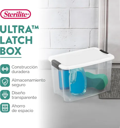Miniatura 2 de Sterilite paquete de 12 unidades de contenedores de almacenamiento con pestillos ultra, con tapas, plástico transparente, 30 cuartos de galón