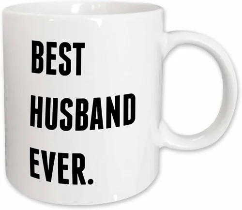 Miniatura 9 de 3dRose Taza de café, tamaño – 11 oz – Best Husband Ever, letras negras sobre fondo blanco Xander citas inspiradoras – divertido regalo de taza