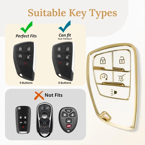 Miniatura 5 de para Buick - Funda para llavero con llavero de cuerda trenzada metálica anti-pérdida mejorada, carcasa suave de TPU exquisita para Avenir Envision