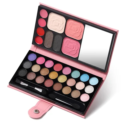 Miniatura 8 de Kit de maquillaje todo en uno: 20 sombras de ojos, 6 brillos de labios, 3 rubores, 2 polvos, 1 corrector, 1 espejo, 1 brocha, juego de regalo de Kit