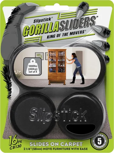 Miniatura 9 de Slipstick GorillaSliders - Deslizadores de muebles de alta calidad para todas las superficies del suelo (kit de mudanza de 16 piezas) reutilizables