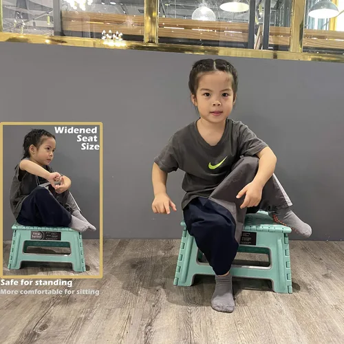 Miniatura 5 de Taburete plegable – 9 pulgadas de altura – soporta hasta 300 libras, taburete plegable ligero y lo suficientemente resistente como para apoyar a